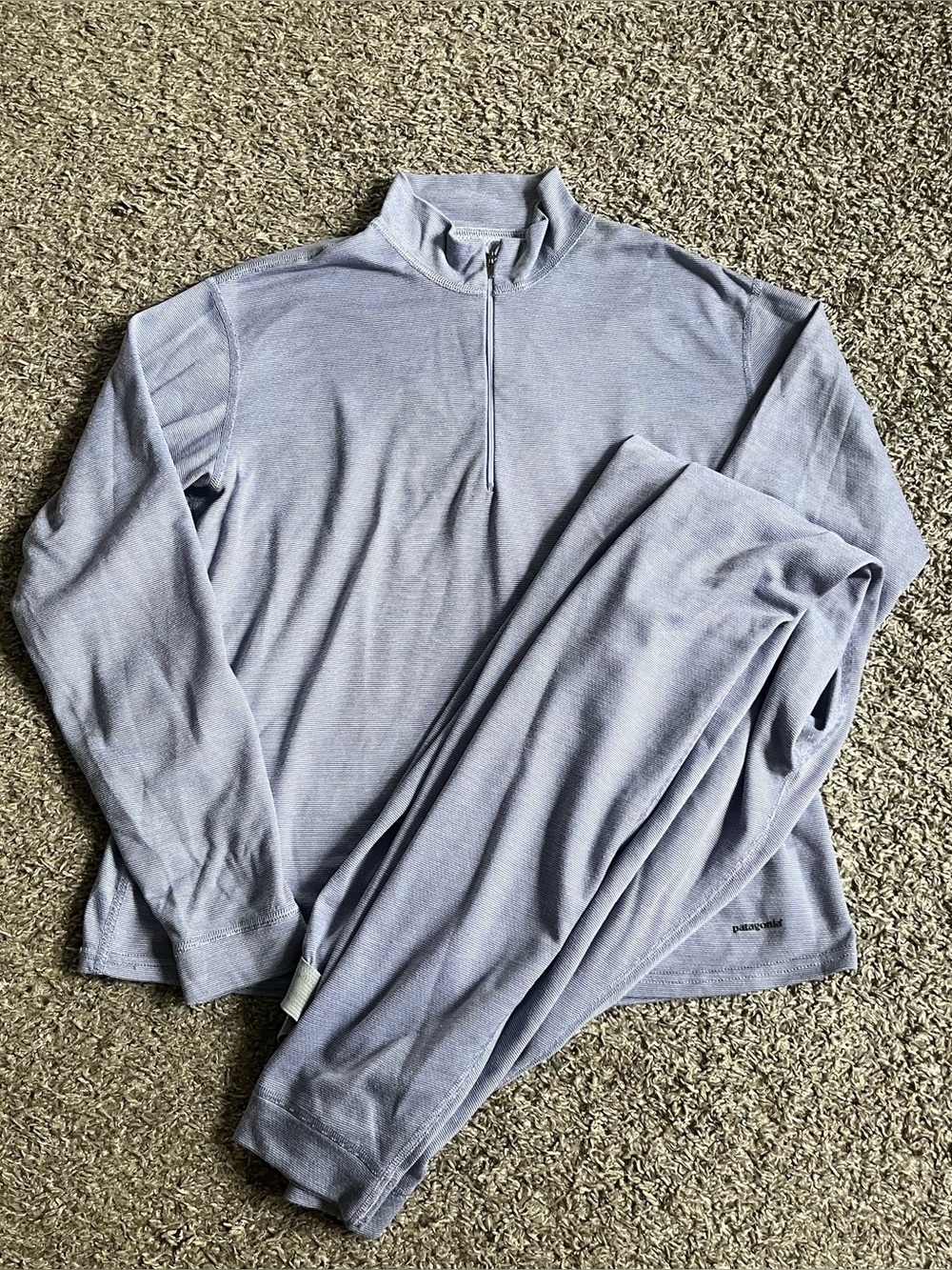 Patagonia Women's Capilene Set Blue Long Sleeve Base Layer Hiking Outdoors